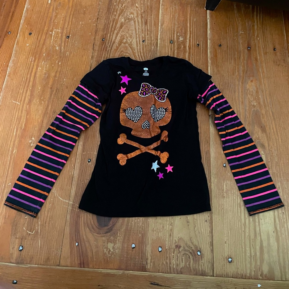Halloween T-shirt- skull - girls size 10/12